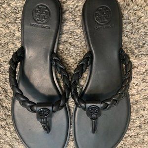 Tory Burch Leather Braided Benton Thong Sandal